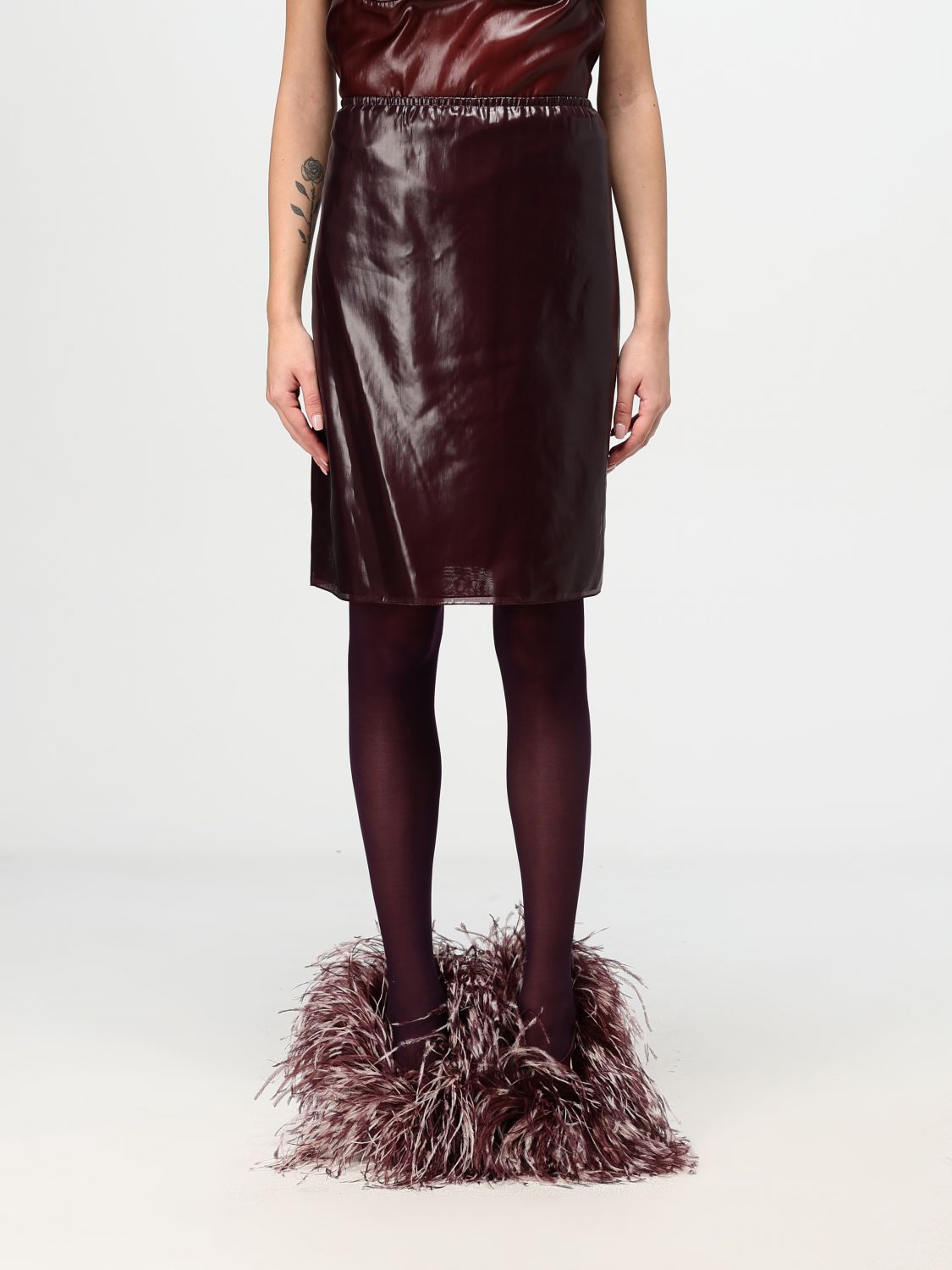 Shop Ferragamo Skirt  Woman Color Wine In Weinrot