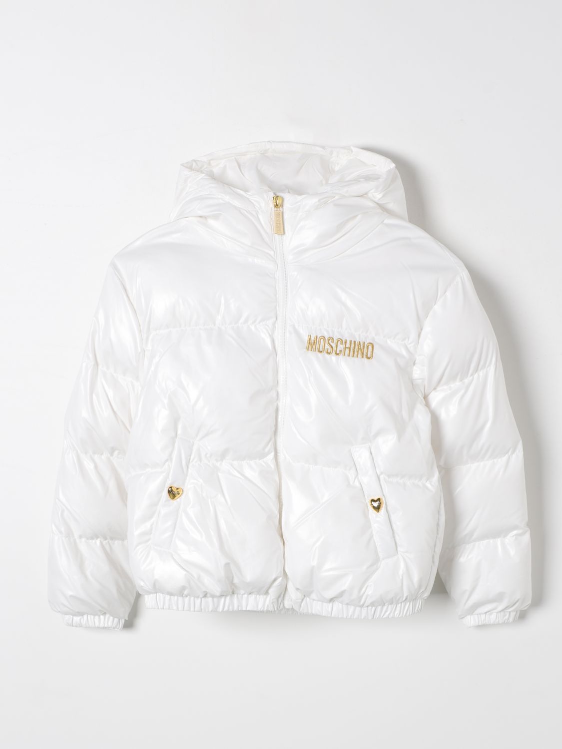 Shop Moschino Jacket  Kids Color Yellow Cream