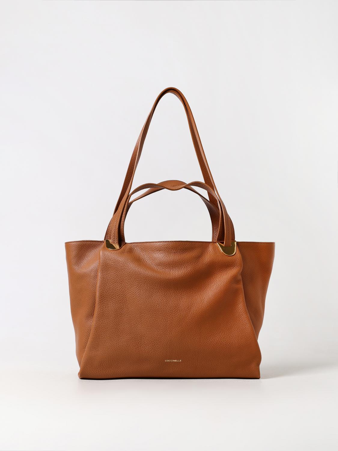 Shop Coccinelle Tote Bags  Woman Color Leather In 黄棕色