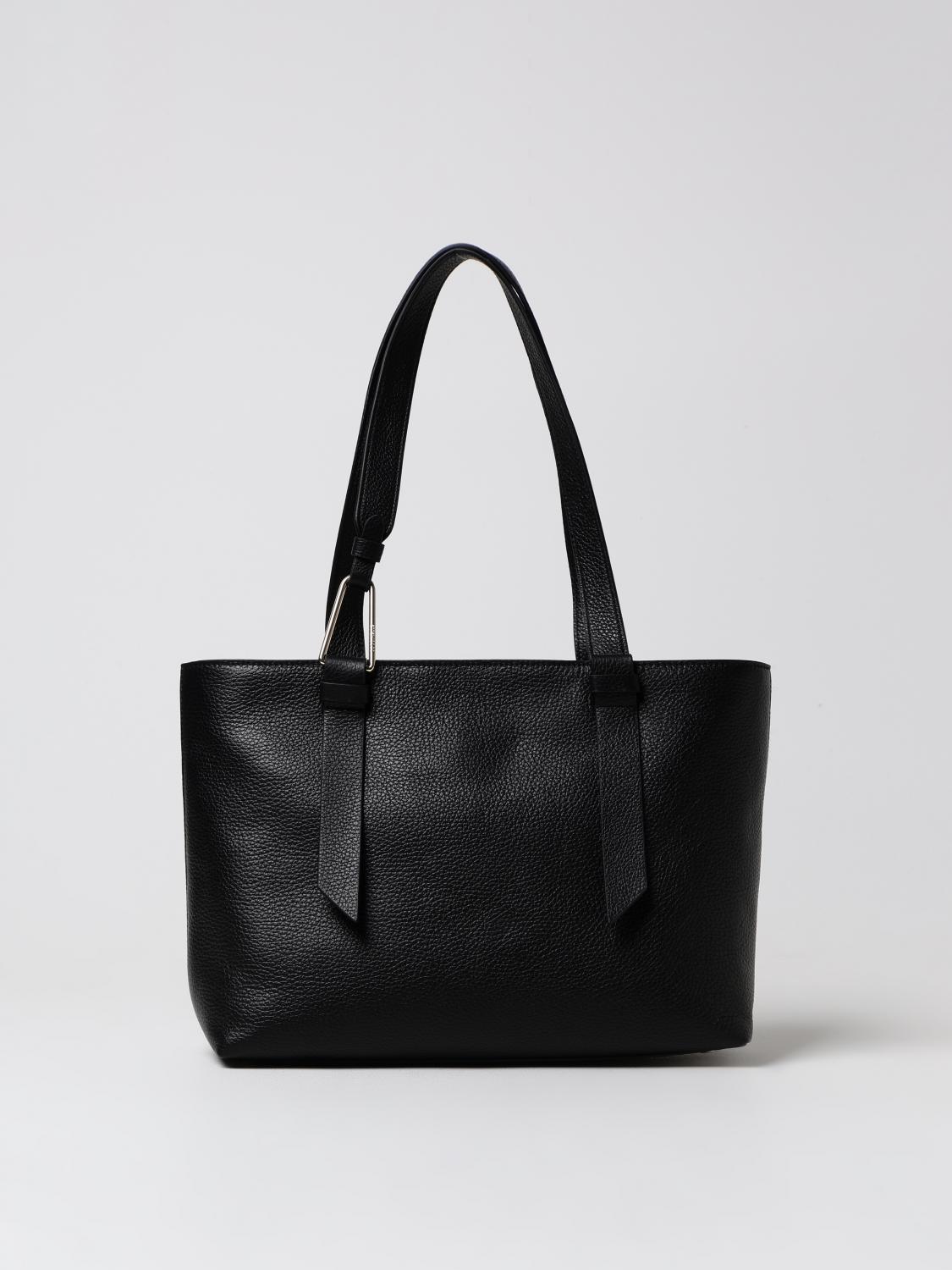 Coccinelle Black Pebbled Leather Malory Shoulder Bag In 黑色