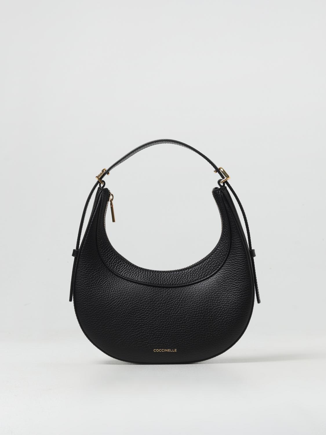 Coccinelle Whisper Logo Stamp Shoulder Bag In Black