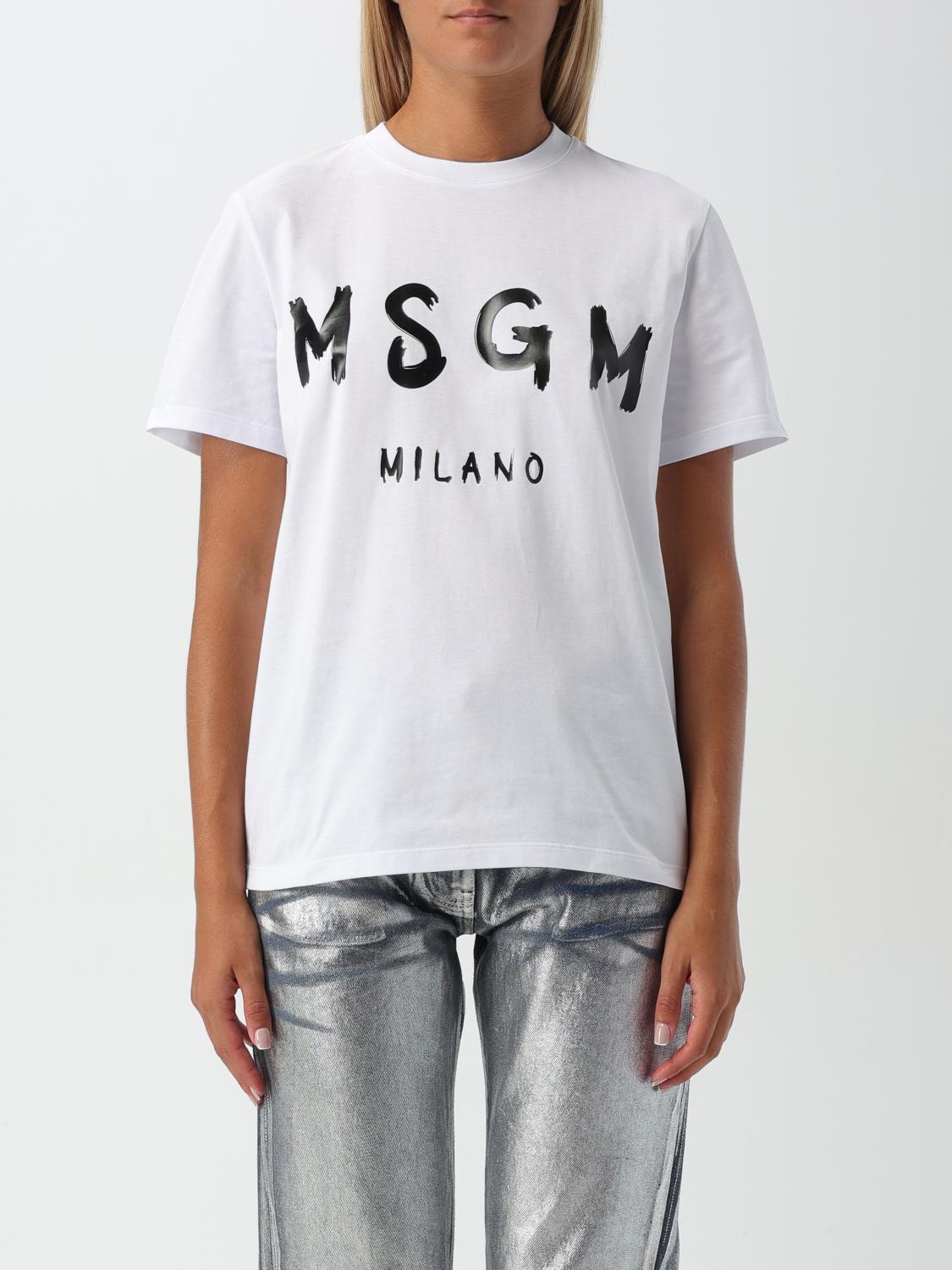 Shop Msgm T-shirt  Woman Color White In Weiss