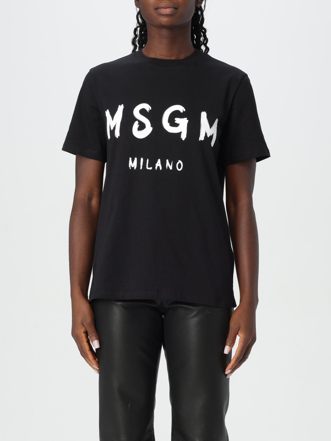 Shop Msgm T-shirt  Woman Color Black In Schwarz