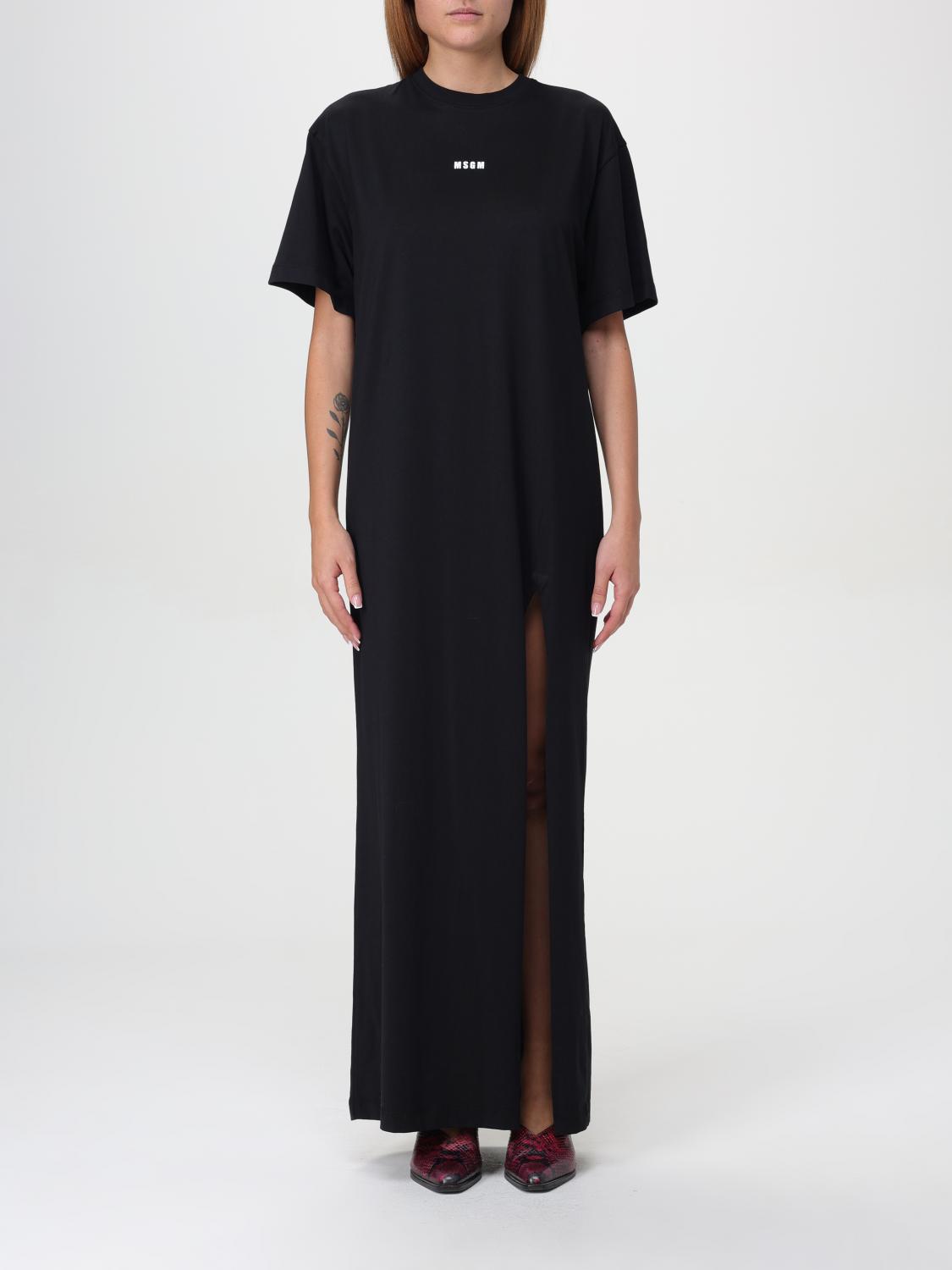 Shop Msgm Dress  Woman Color Black In Schwarz