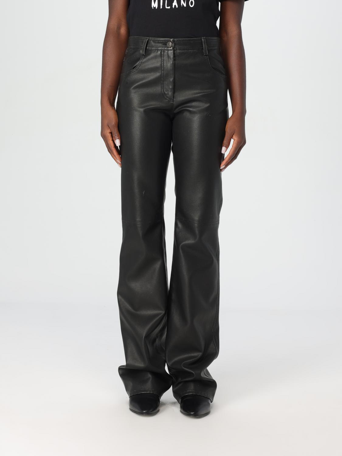 Shop Msgm Pants  Woman Color Black In Schwarz