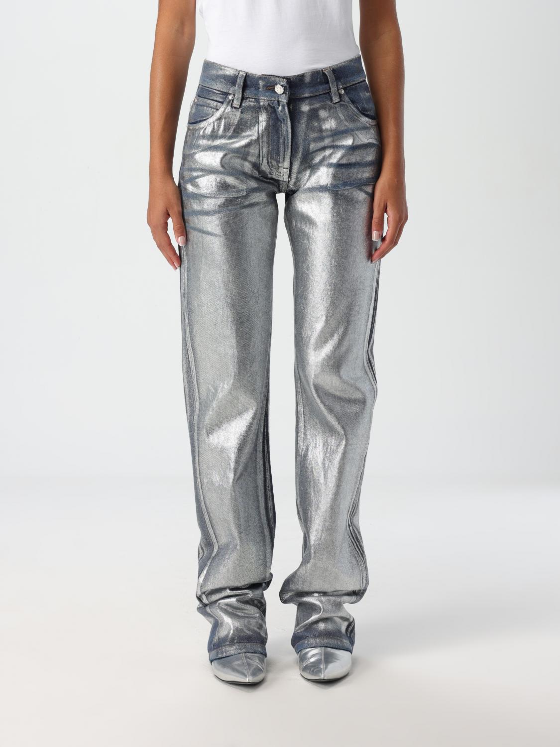 Shop Msgm Jeans  Woman Color Silver In Silber