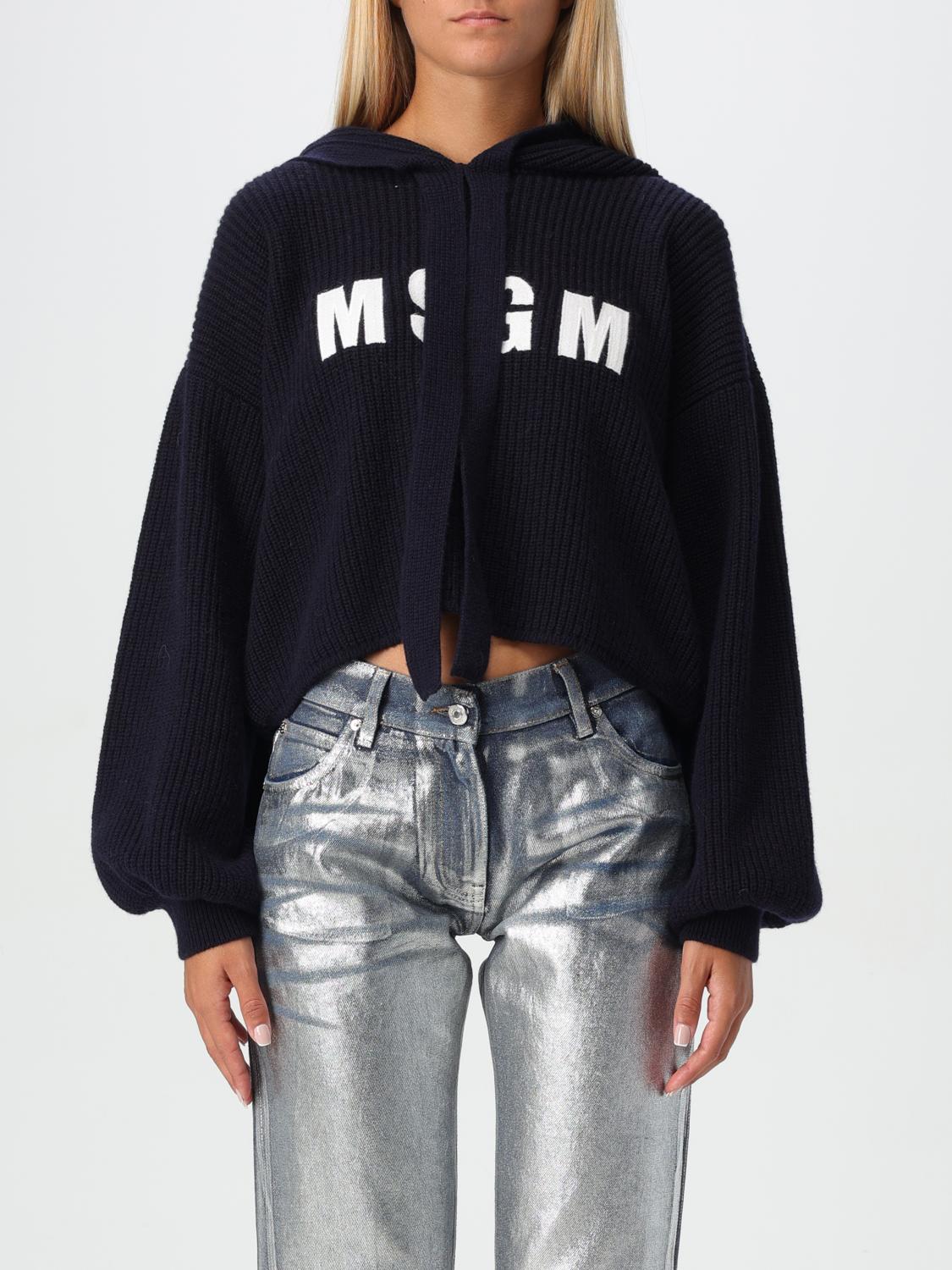 Shop Msgm Sweatshirt  Woman Color Blue In Blau