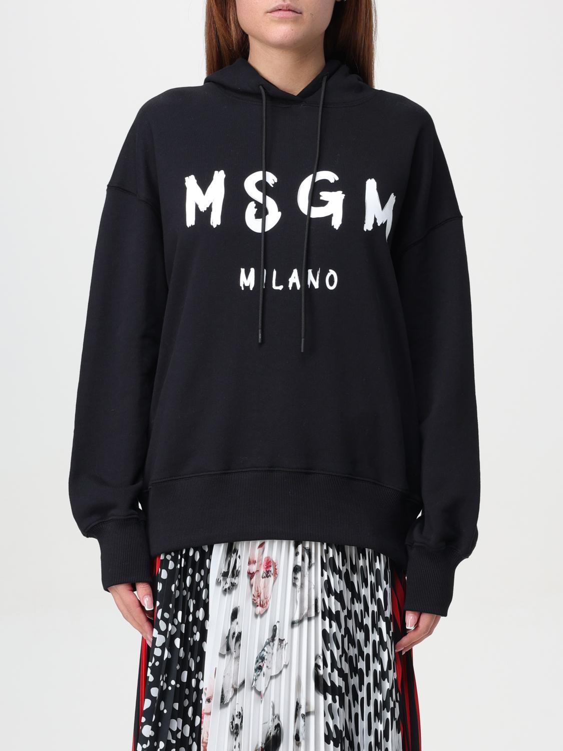 Shop Msgm Sweatshirt  Woman Color Black In Schwarz