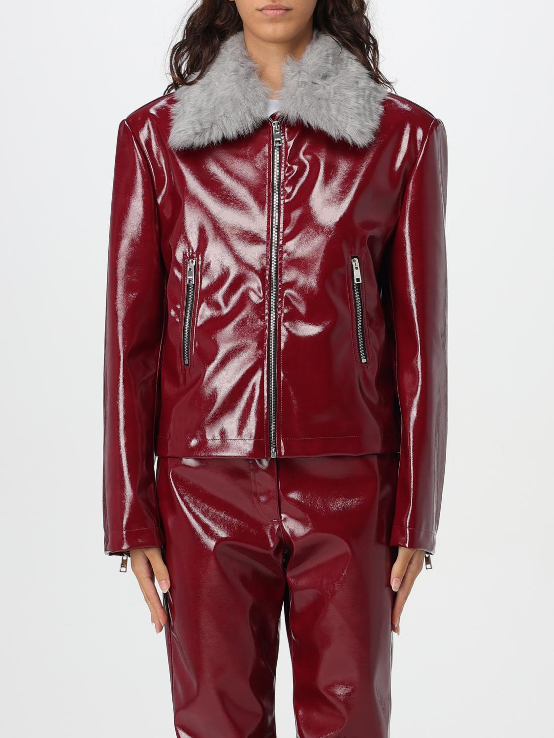 Shop Msgm Jacket  Woman Color Burgundy In Burgunderrot