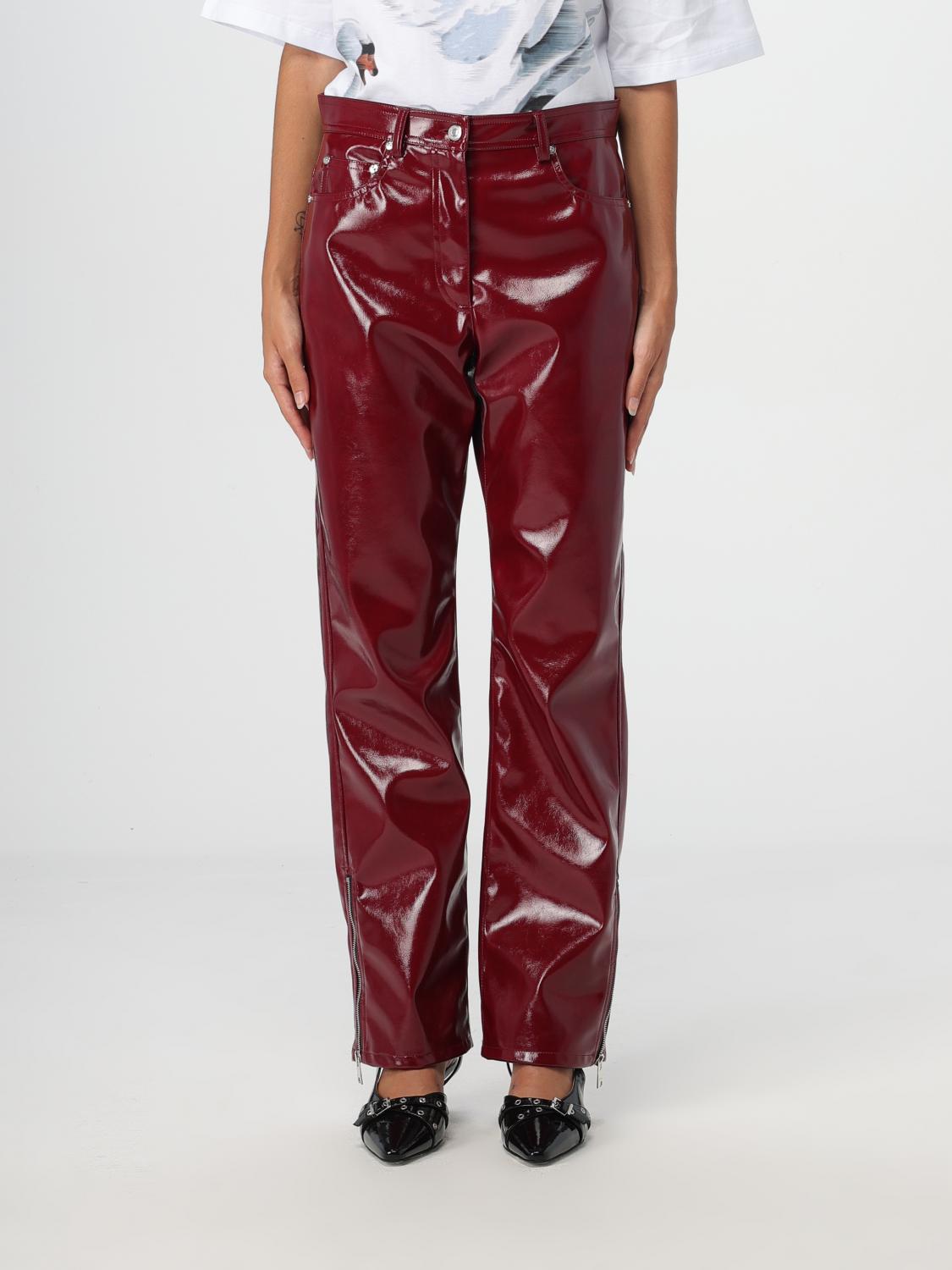 Shop Msgm Pants  Woman Color Burgundy In Burgunderrot