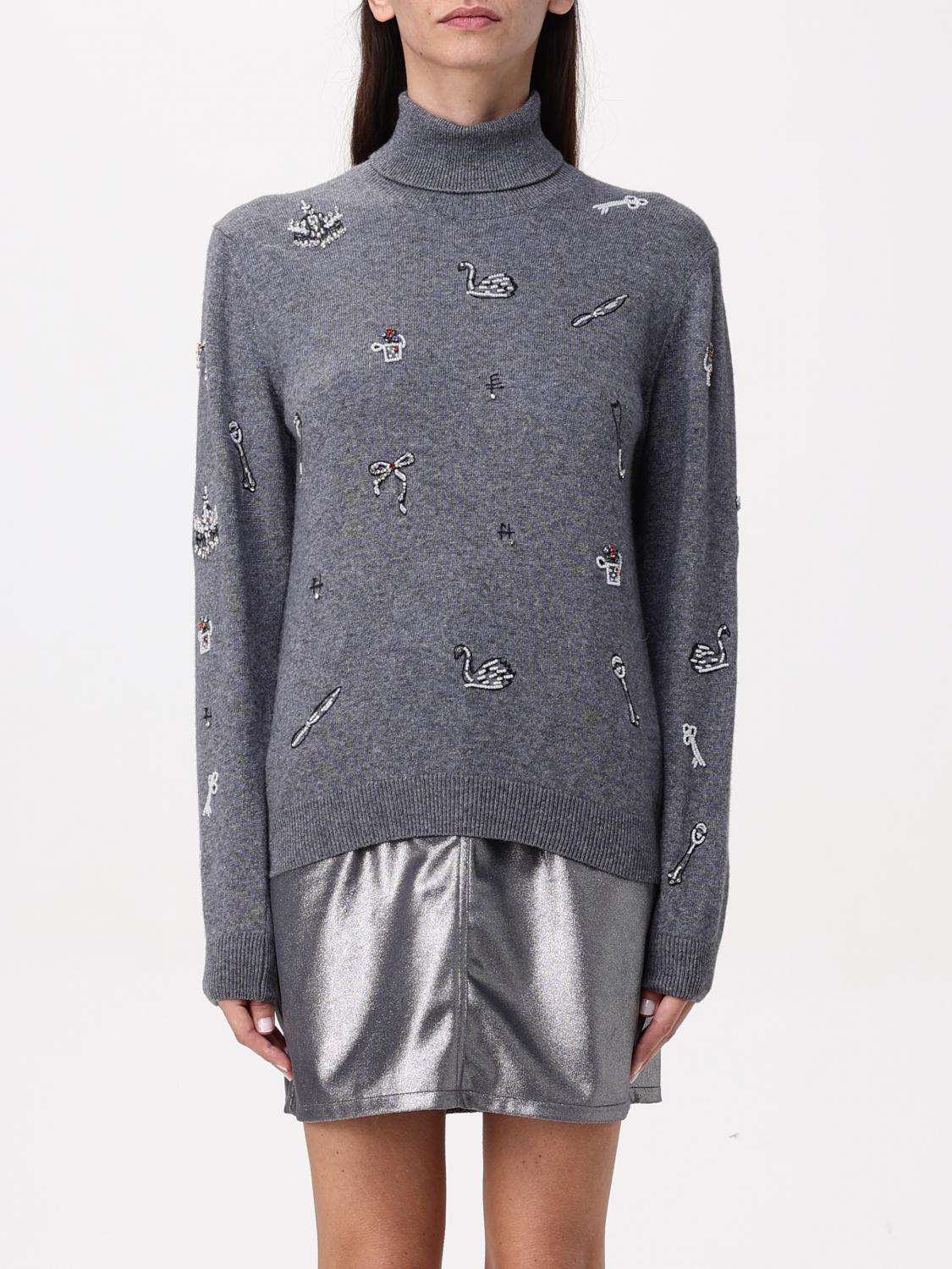 Msgm Embroidered Turtleneck Sweater In Grau
