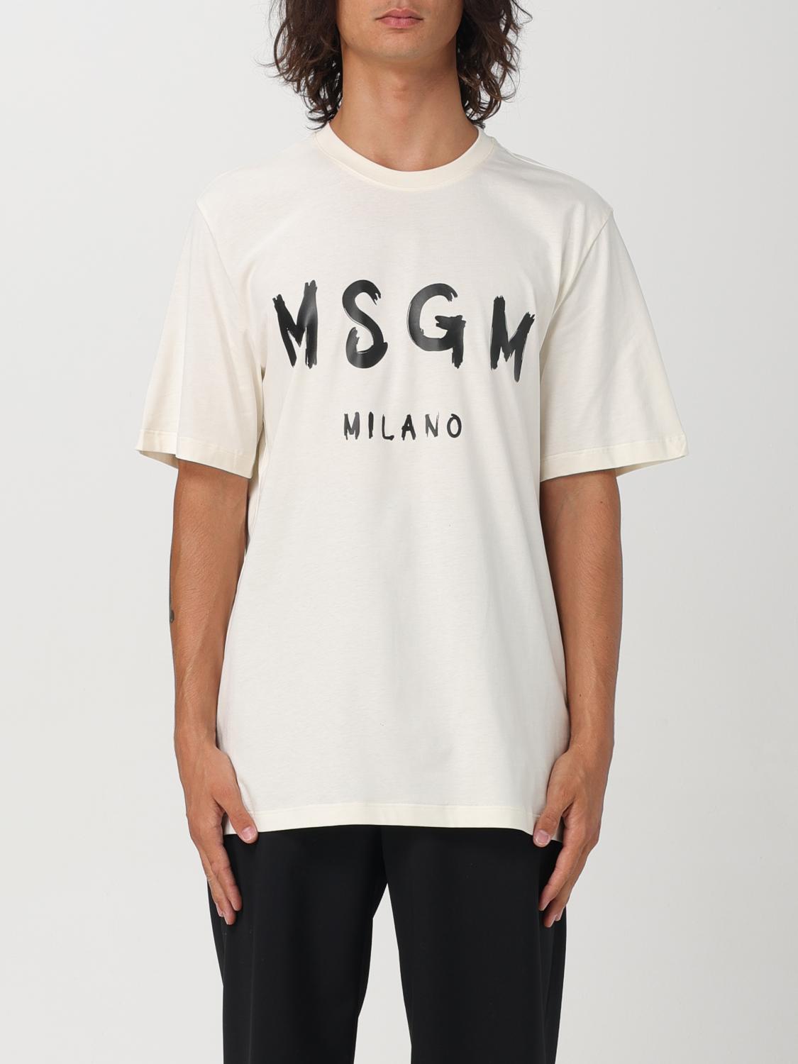 Shop Msgm T-shirt  Men Color Ivory