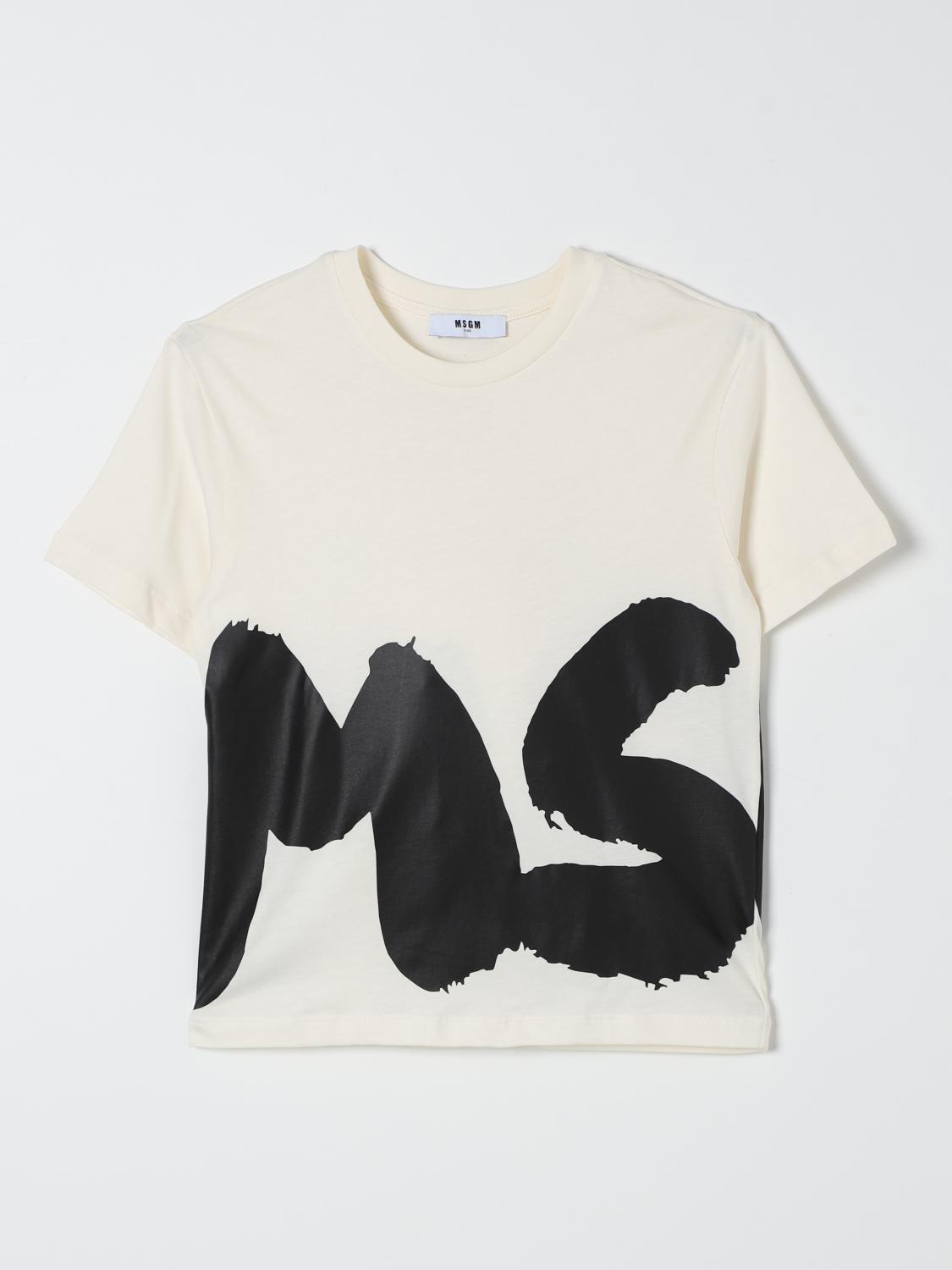 Shop Msgm T-shirt  Kids Kids Color Cream