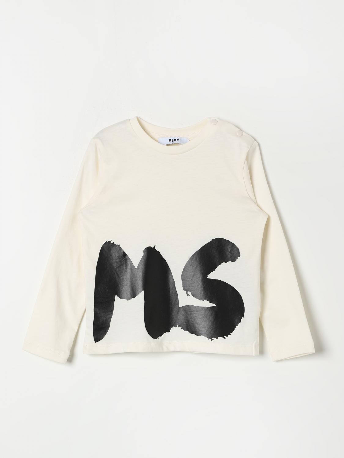 Shop Msgm T-shirt  Kids Kids Color Cream