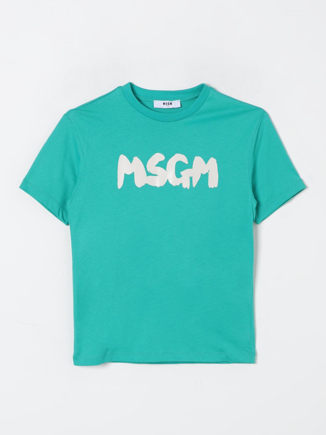 Shop Msgm T-shirt  Kids Kids Color Green In Grün