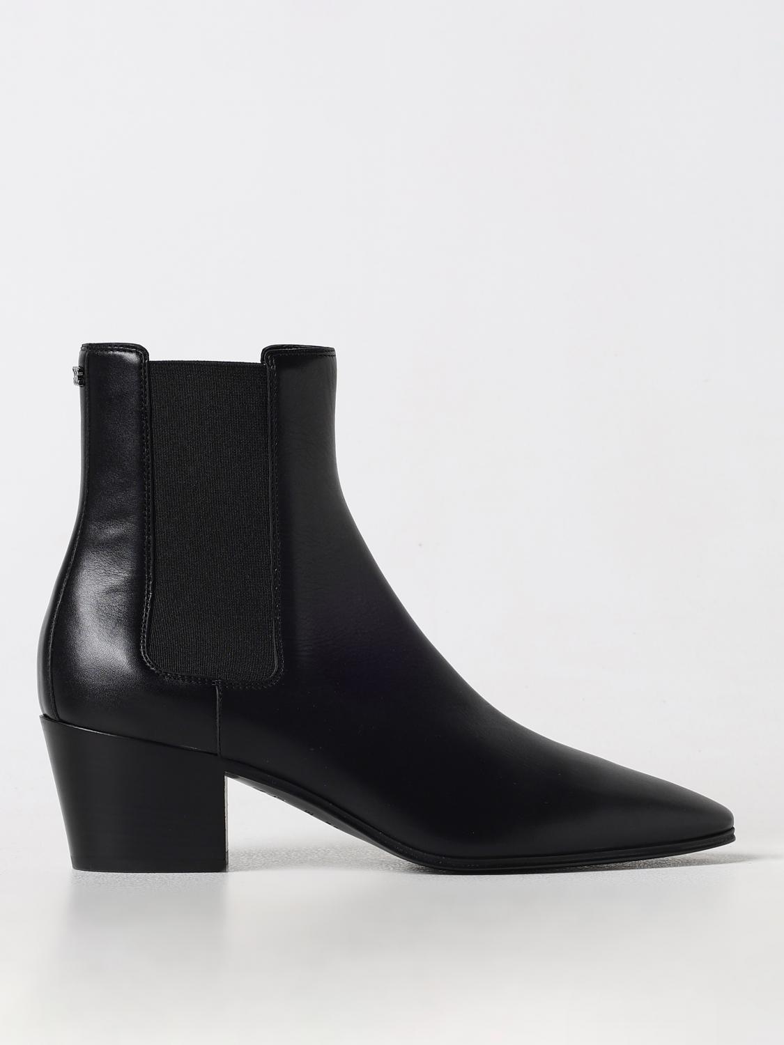 Shop Casadei Flat Ankle Boots  Woman Color Black In Schwarz