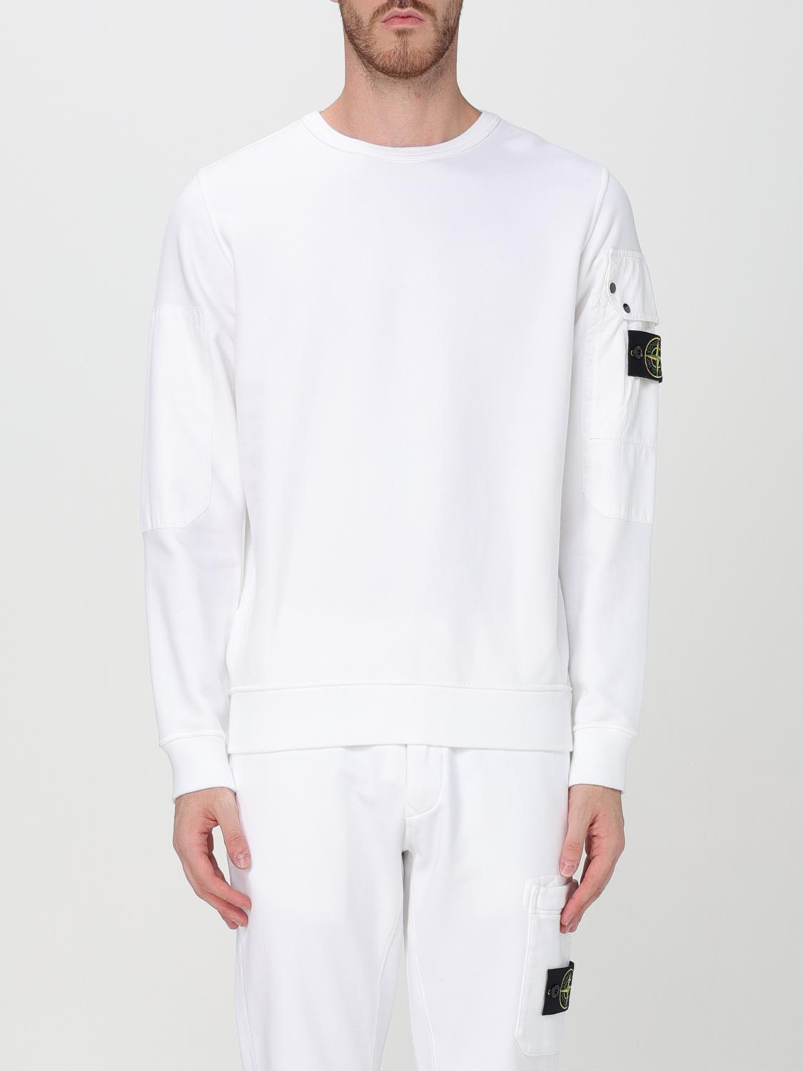 Shop Stone Island Sweatshirt  Men Color White In Weiss