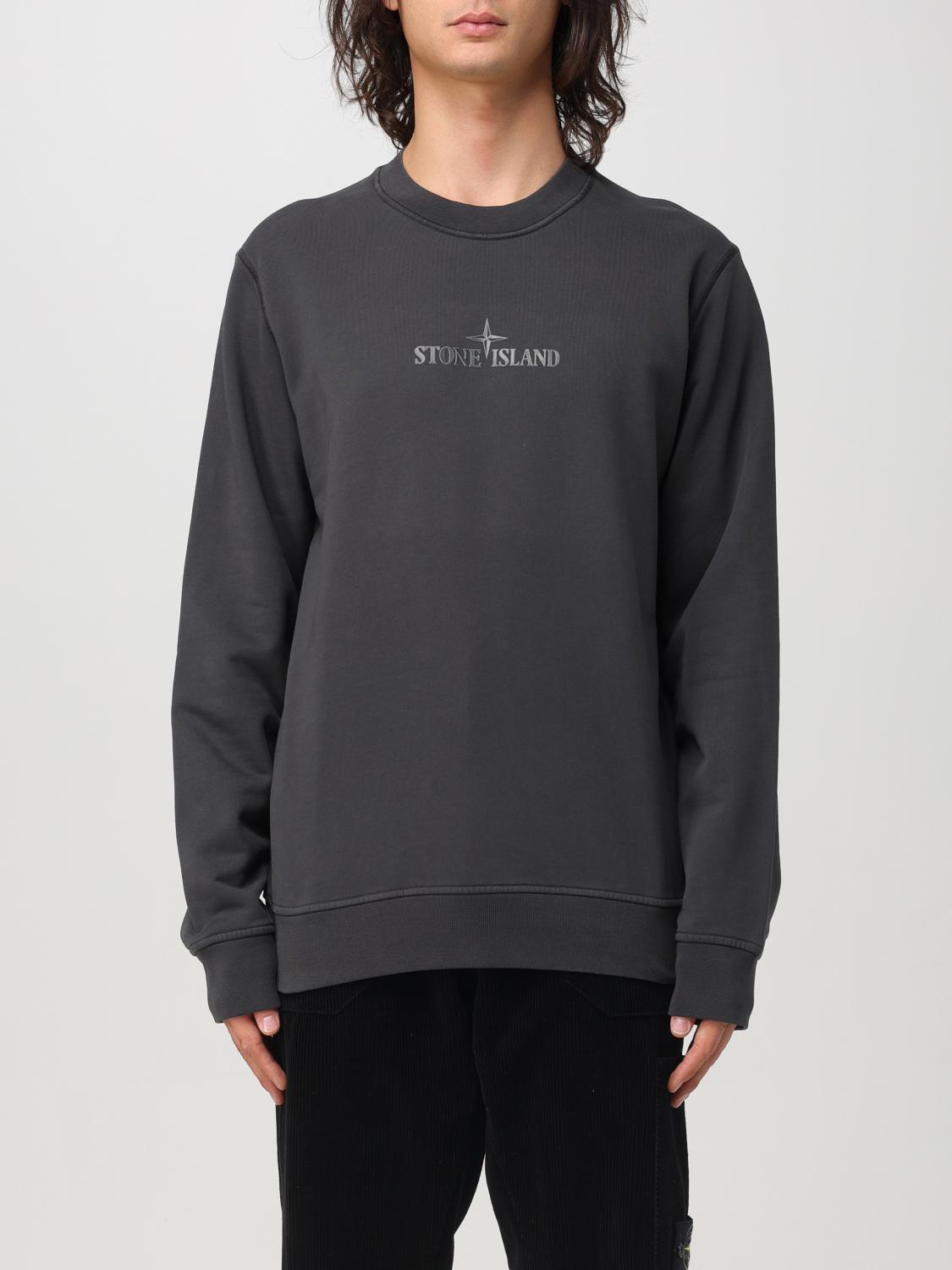 Stone Island Grey Cotton Sweatshirt With Logo In Grau