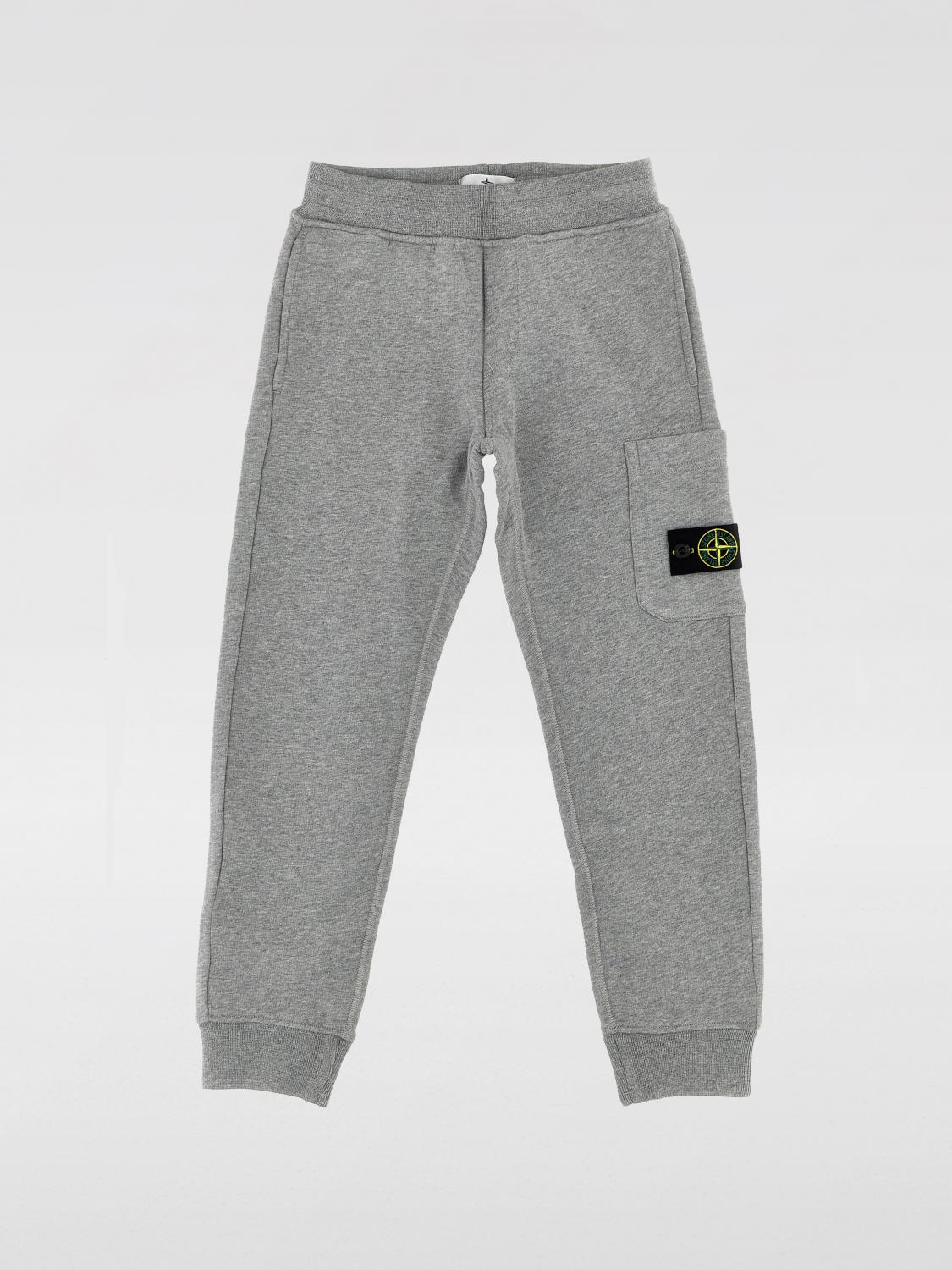 Shop Stone Island Junior Pants  Kids Color Grey