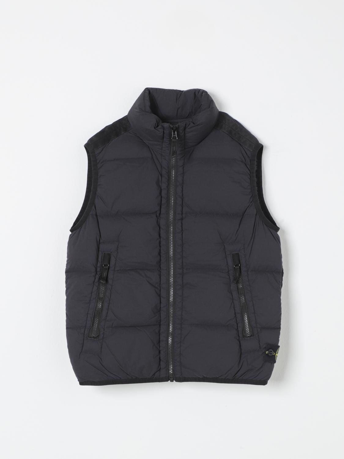 Shop Stone Island Junior Waistcoat  Kids Color Black In Schwarz