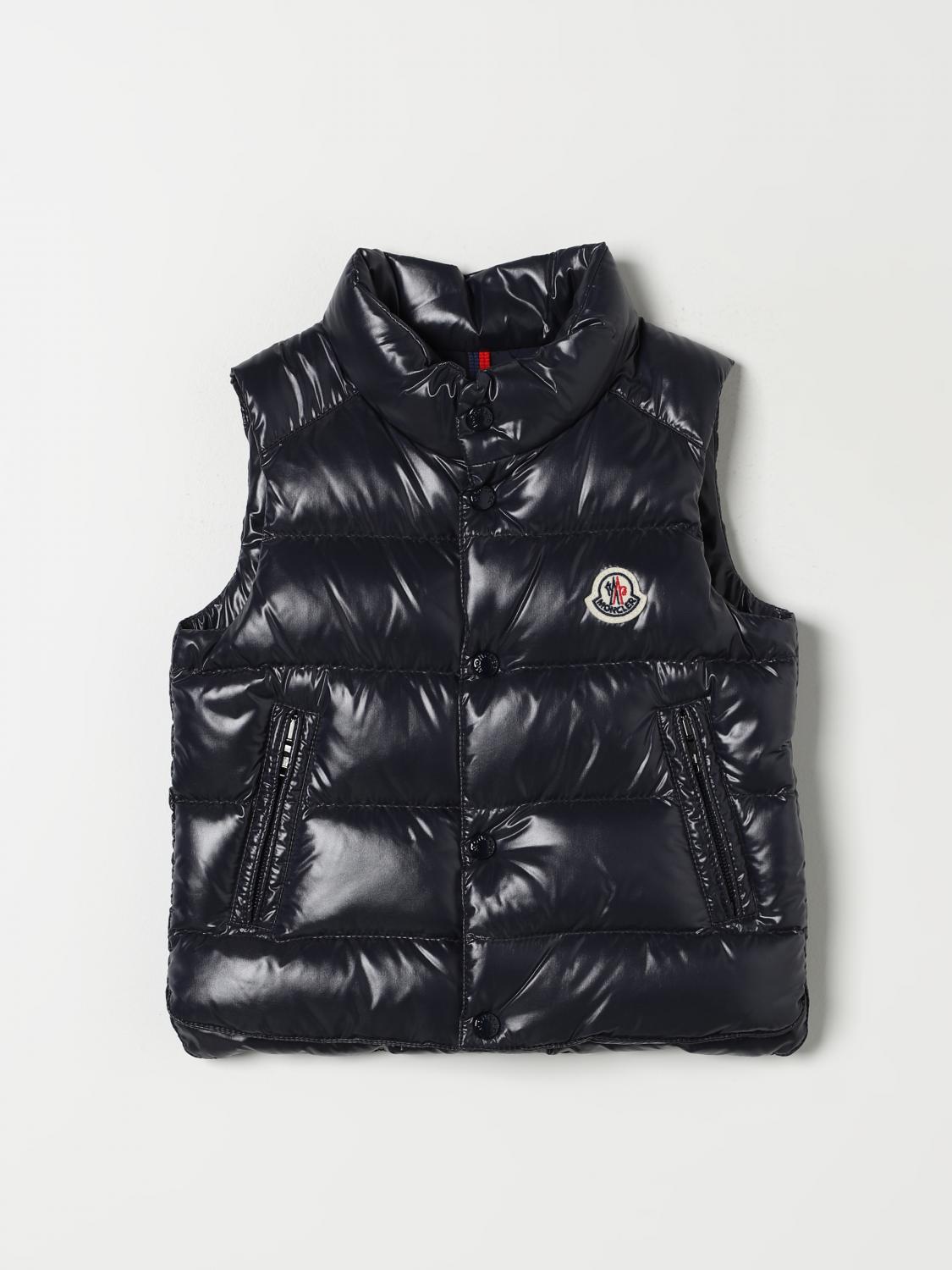 Shop Moncler Vestcoat  Kids Color Blue In Blau