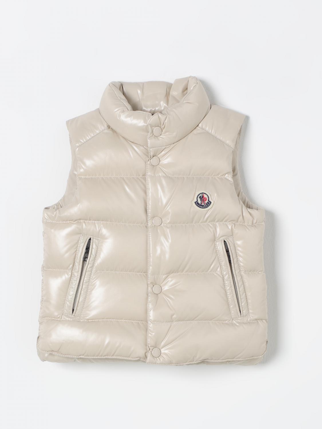 Shop Moncler Vestcoat  Kids Color Beige