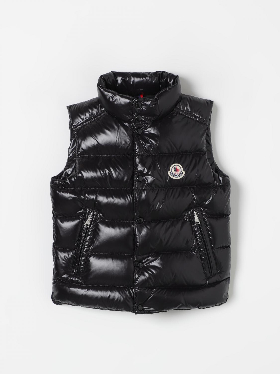 Shop Moncler Waistcoat  Kids Color Black In Schwarz