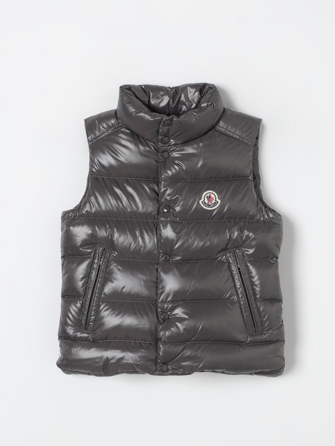 Shop Moncler Waistcoat  Kids Color Charcoal