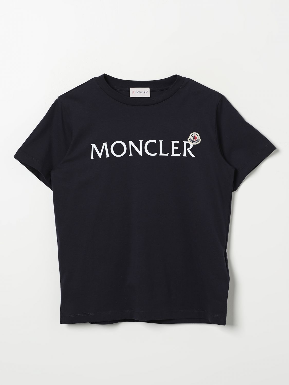 Shop Moncler T-shirt  Kids Color Blue In Blau