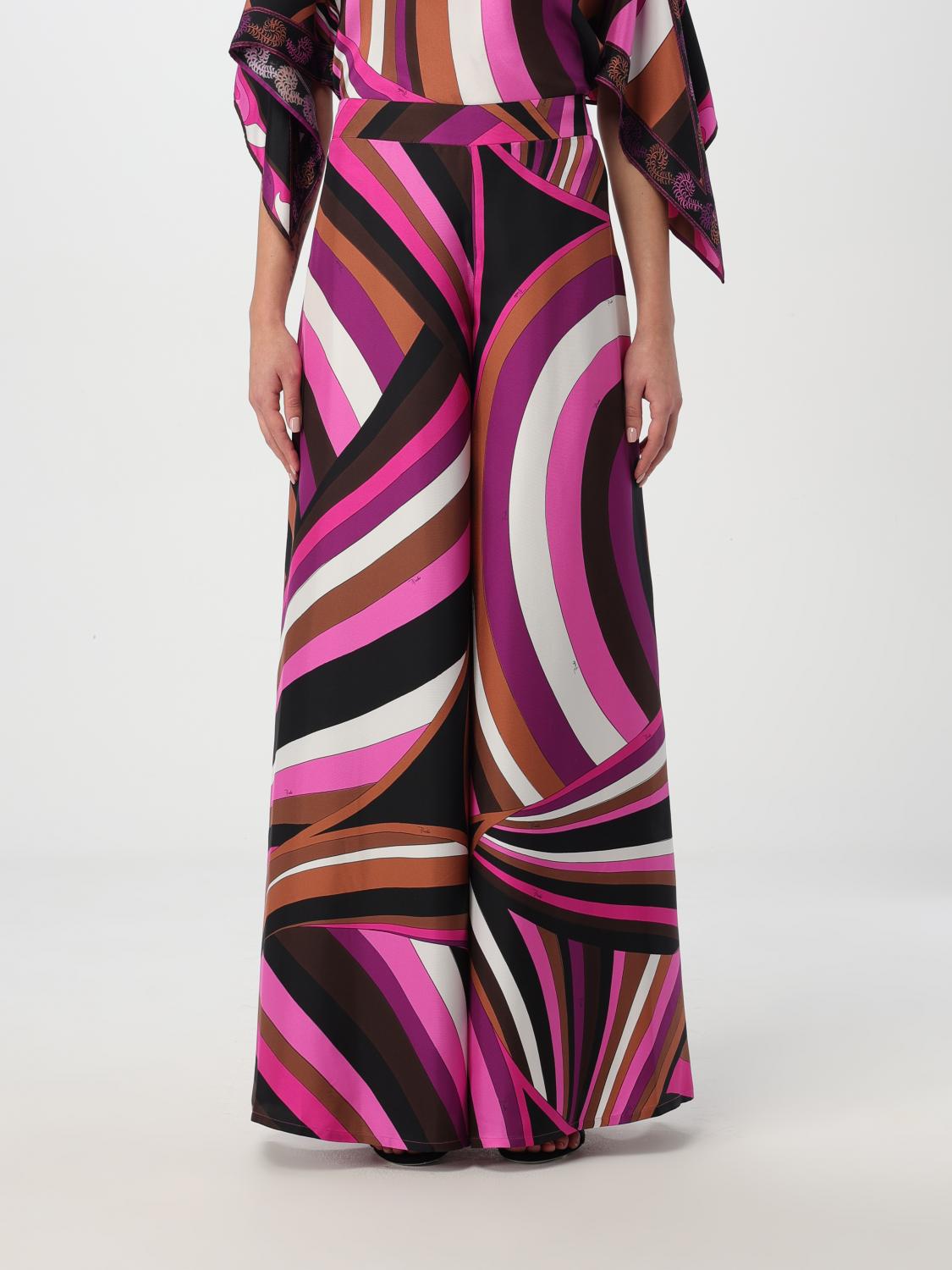 Pucci Iride Printed Silk Twill Palazzo Pants In Pink