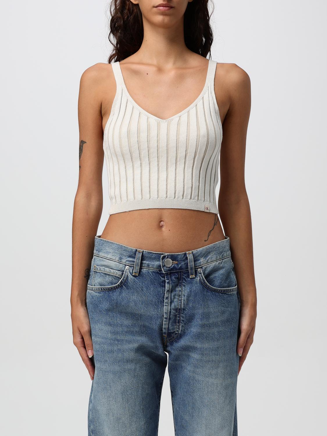 Shop Calvin Klein Jeans Est.1978 Top Calvin Klein Jeans Woman Color Yellow Cream