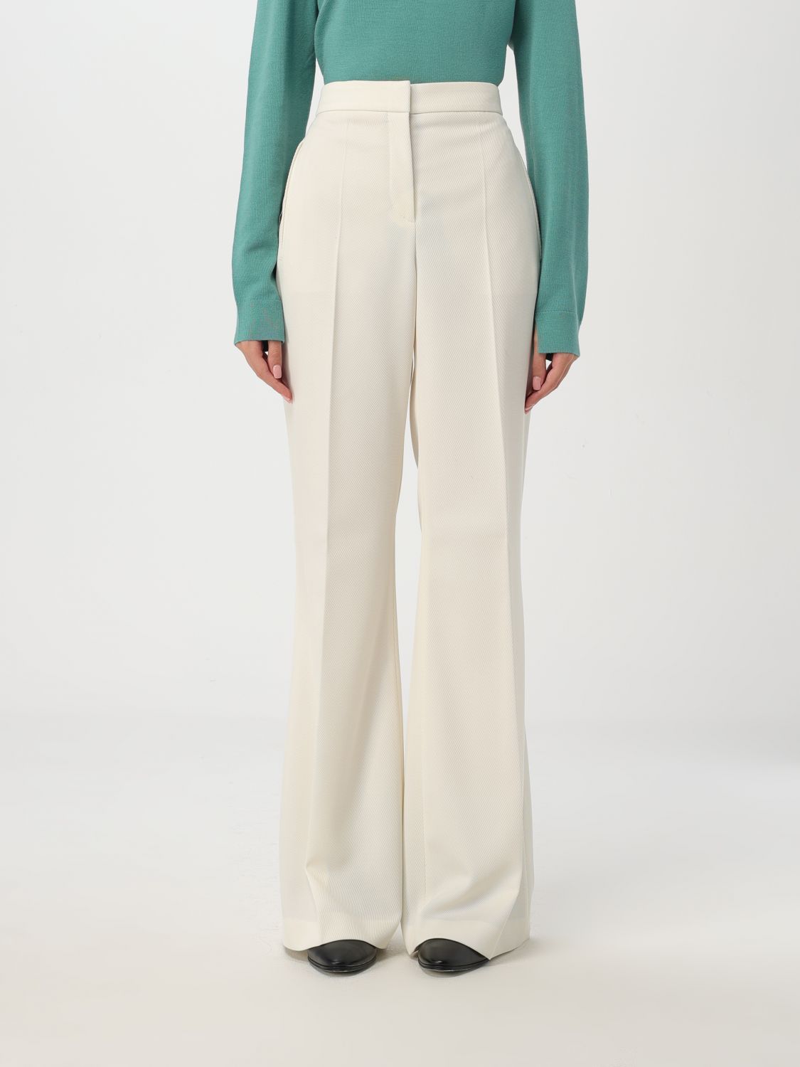 Shop Hugo Boss Pants Boss Woman Color Yellow Cream