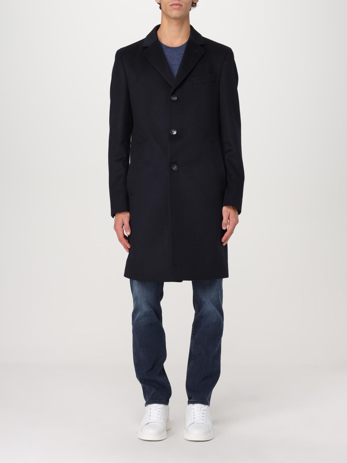 Shop Hugo Boss Coat Boss Men Color Blue In Blau