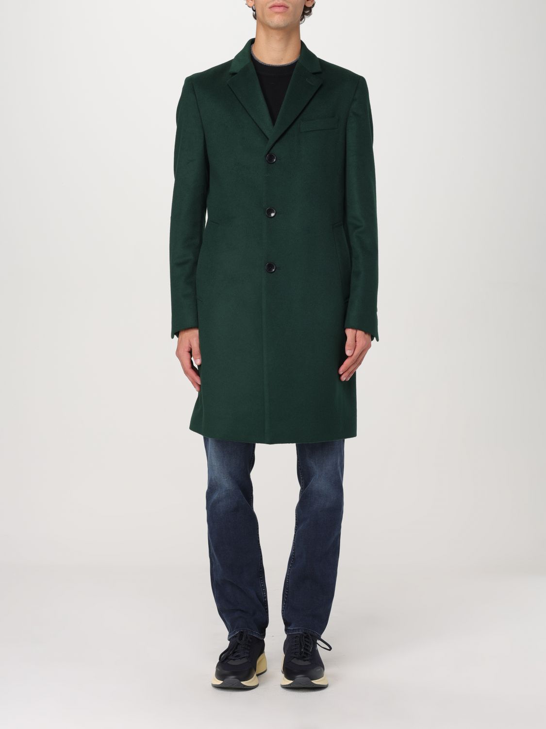 Shop Hugo Boss Coat Boss Men Color Green In Grün