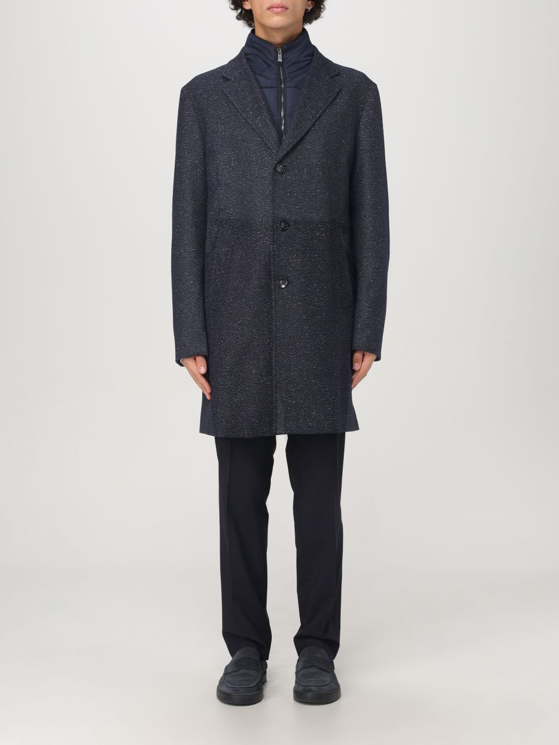 Shop Hugo Boss Coat Boss Men Color Blue In Blau