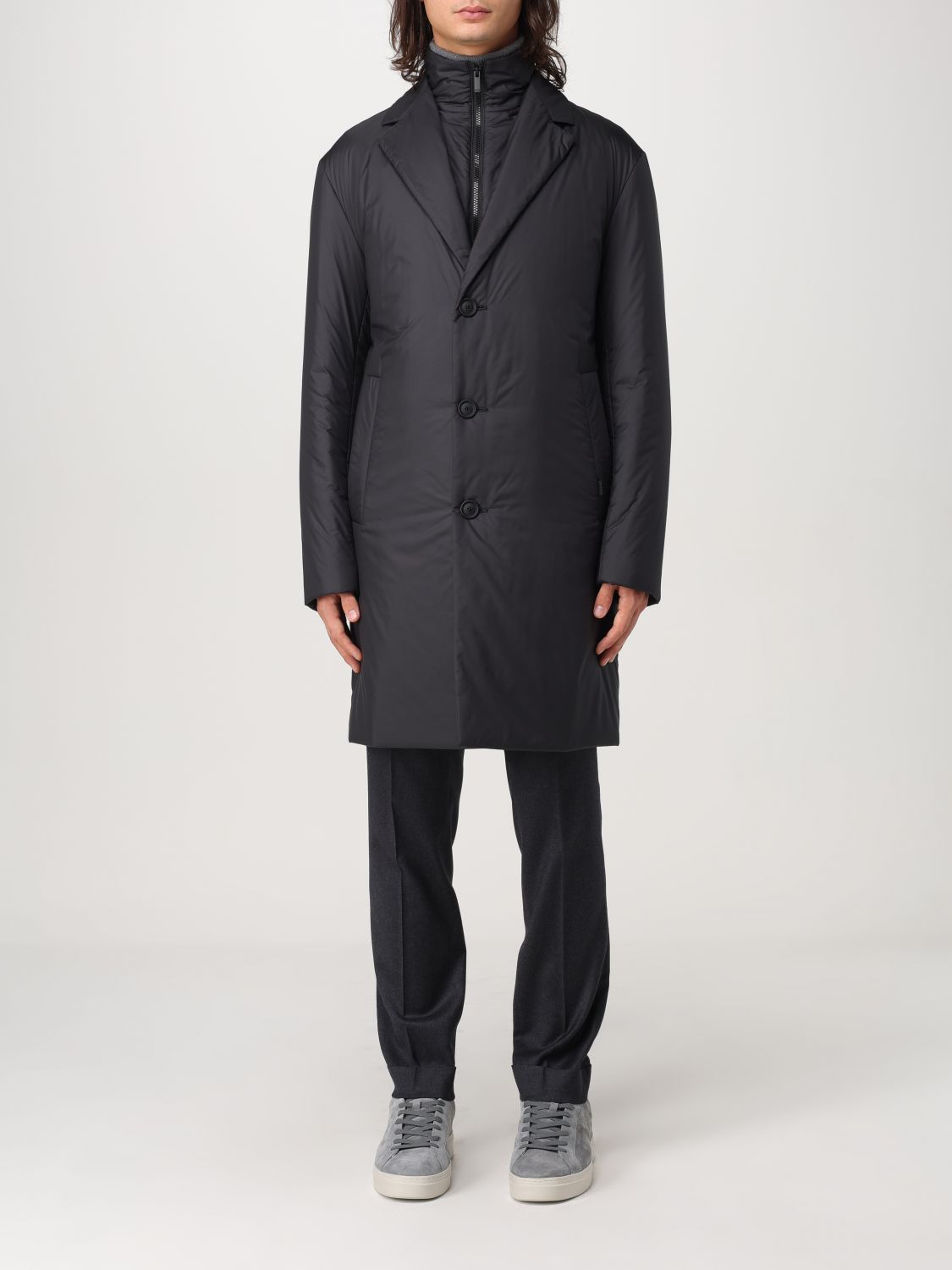 Shop Hugo Boss Coat Boss Men Color Black In Schwarz