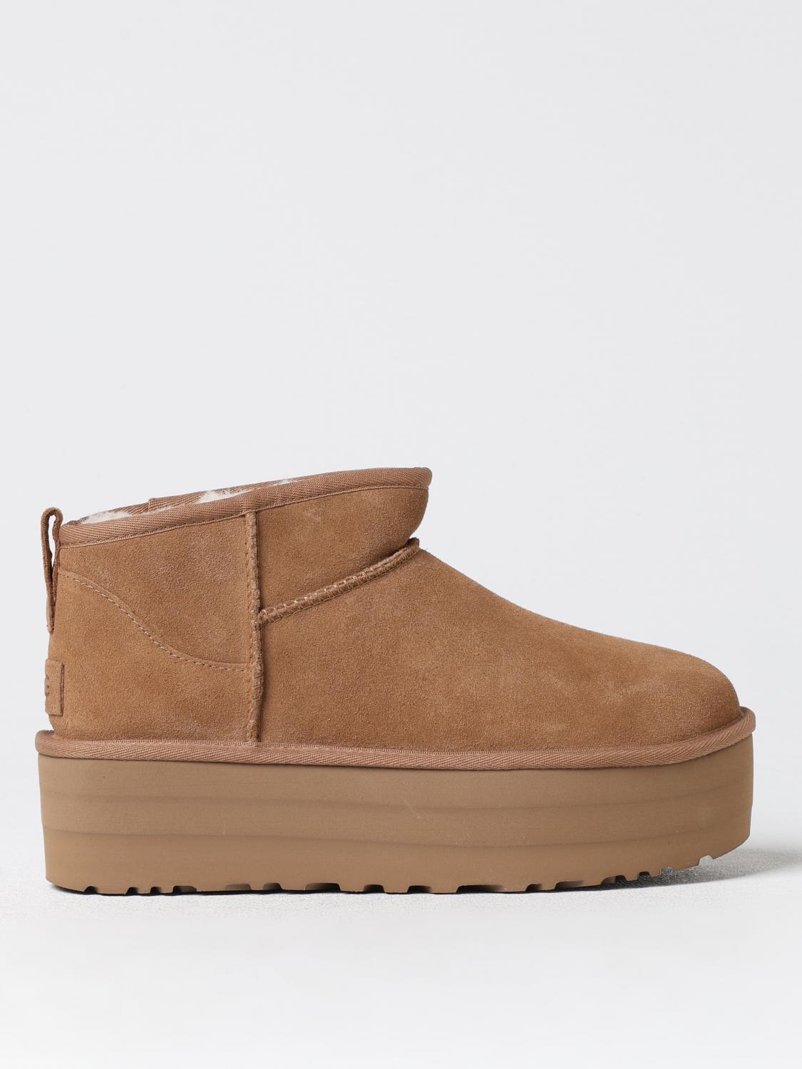 Shop Ugg Flat Ankle Boots  Woman Color Hazel In Haselnuss