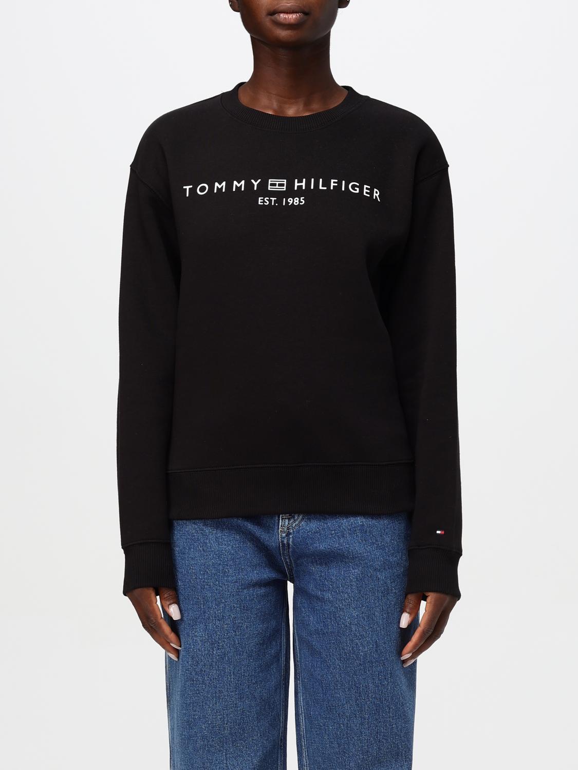 Shop Tommy Hilfiger Sweatshirt  Woman Color Black In Schwarz