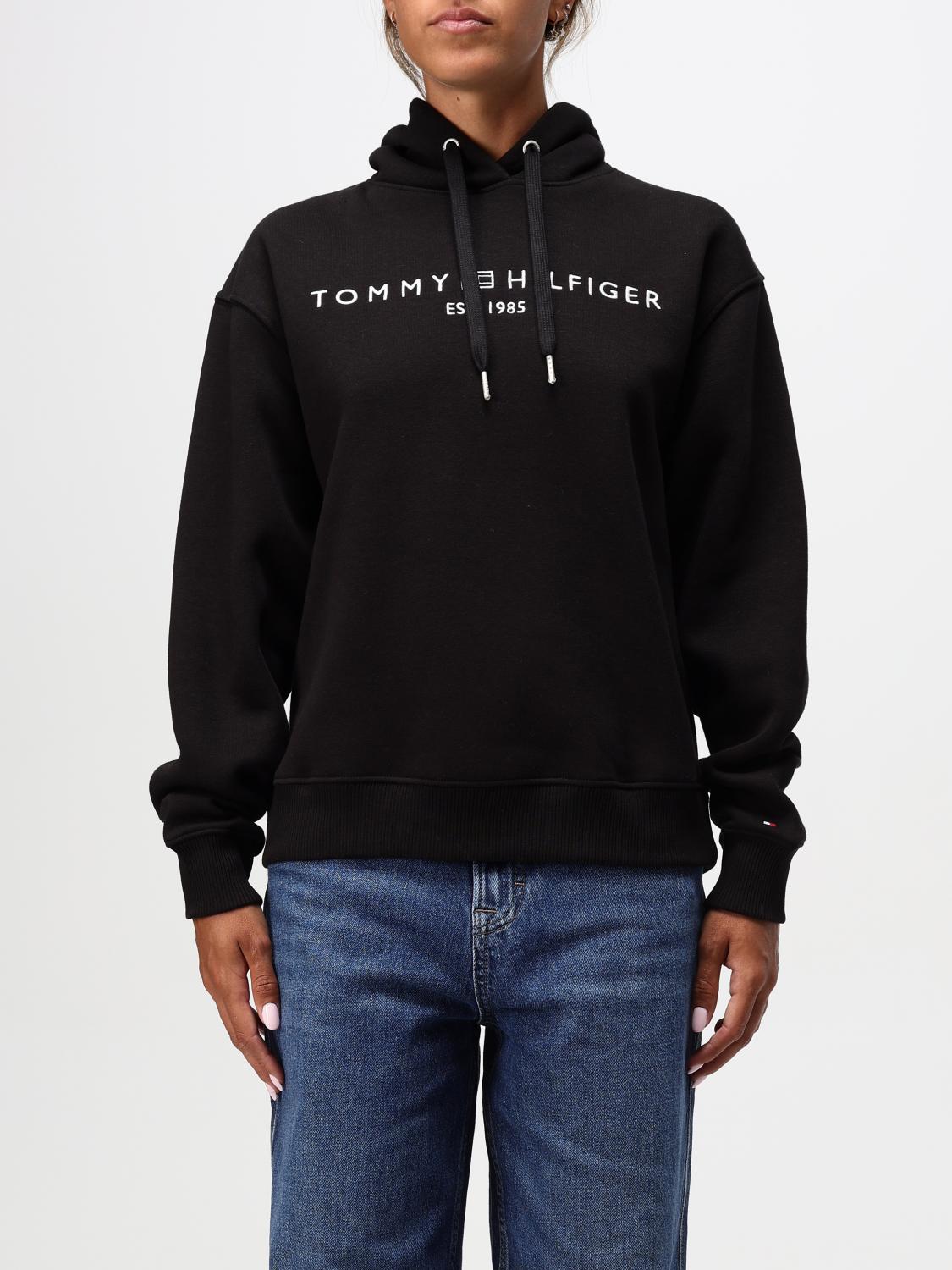 Shop Tommy Hilfiger Sweatshirt  Woman Color Black In Schwarz