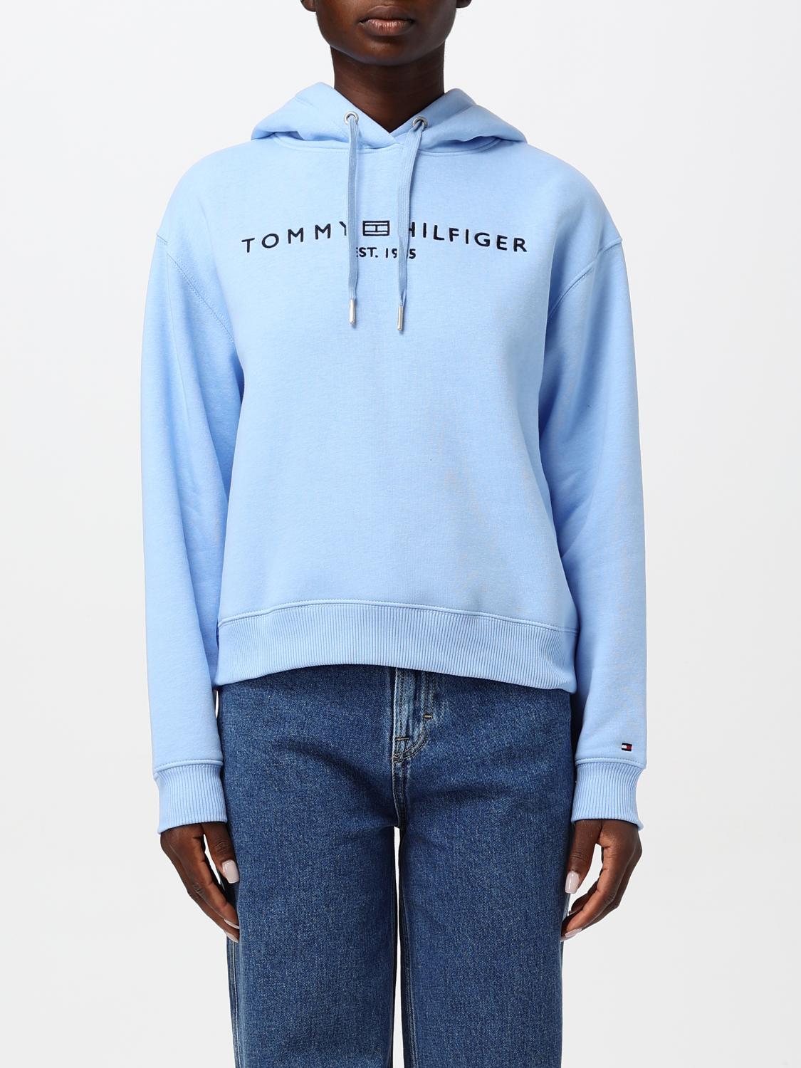 Shop Tommy Hilfiger Sweatshirt  Woman Color Gnawed Blue In Hellblau