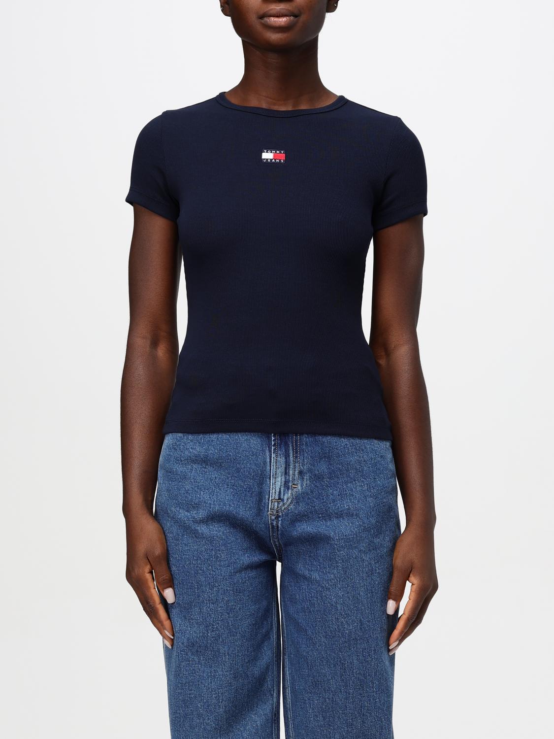 Shop Tommy Jeans T-shirt  Woman Color Blue In Blau