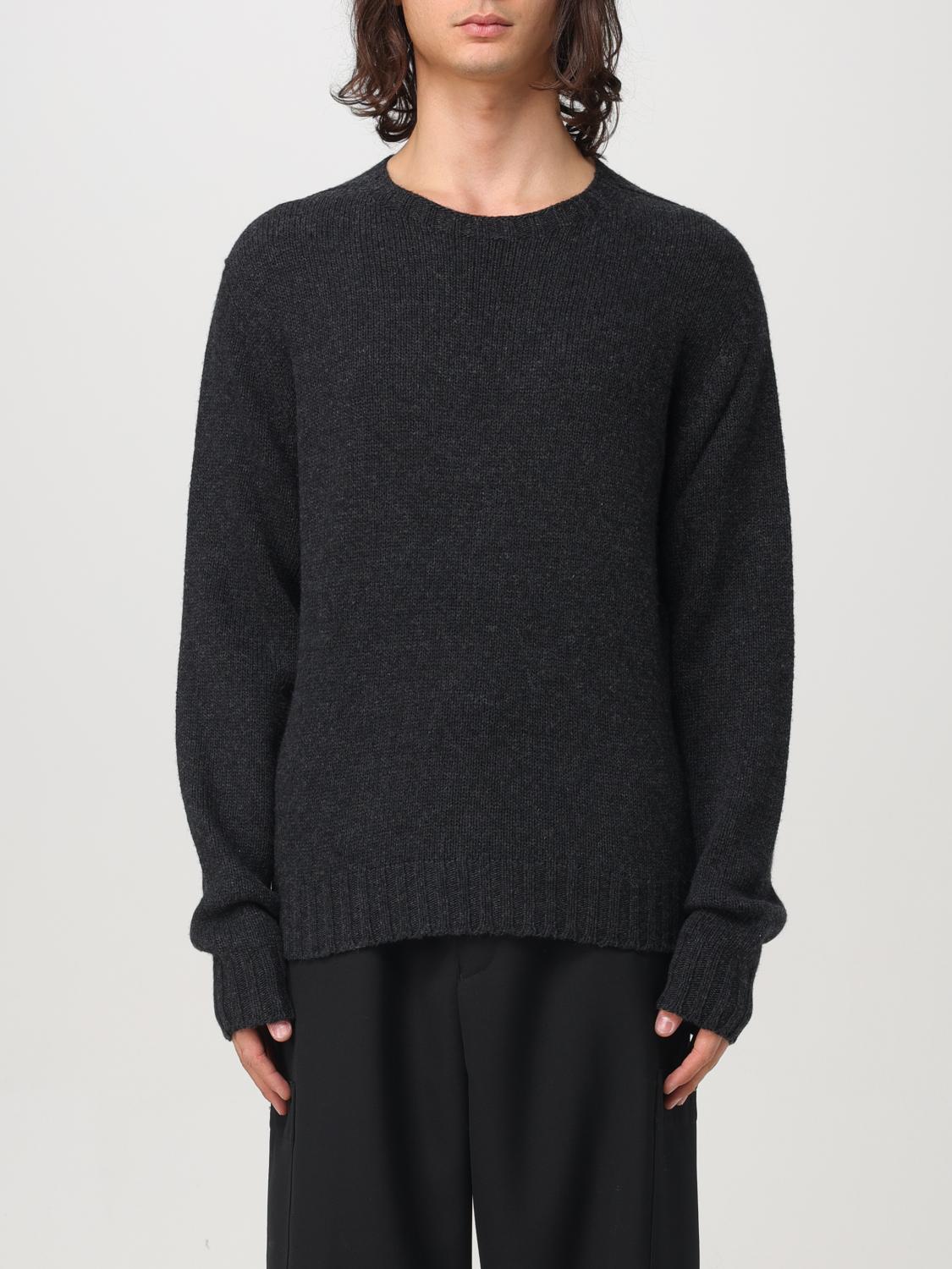 Palm Angels Men Curved Logo Sweater Knit Round Neck In Grau