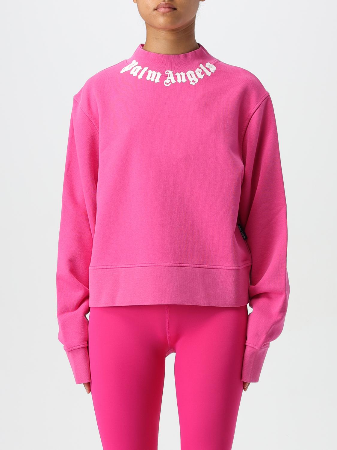 Shop Palm Angels Sweatshirt  Woman Color Fuchsia