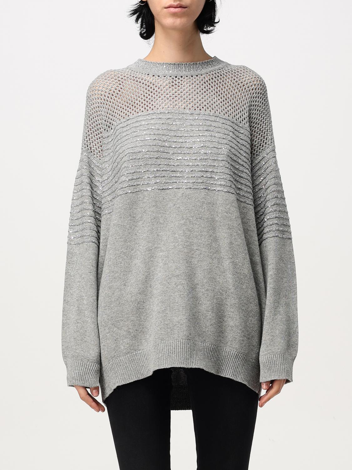Twinset Maxi Round Neck Sweater In Grau