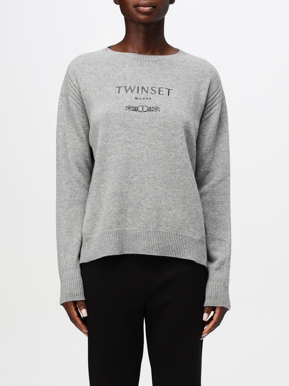 Shop Twinset Sweater  Woman Color Grey In Grau