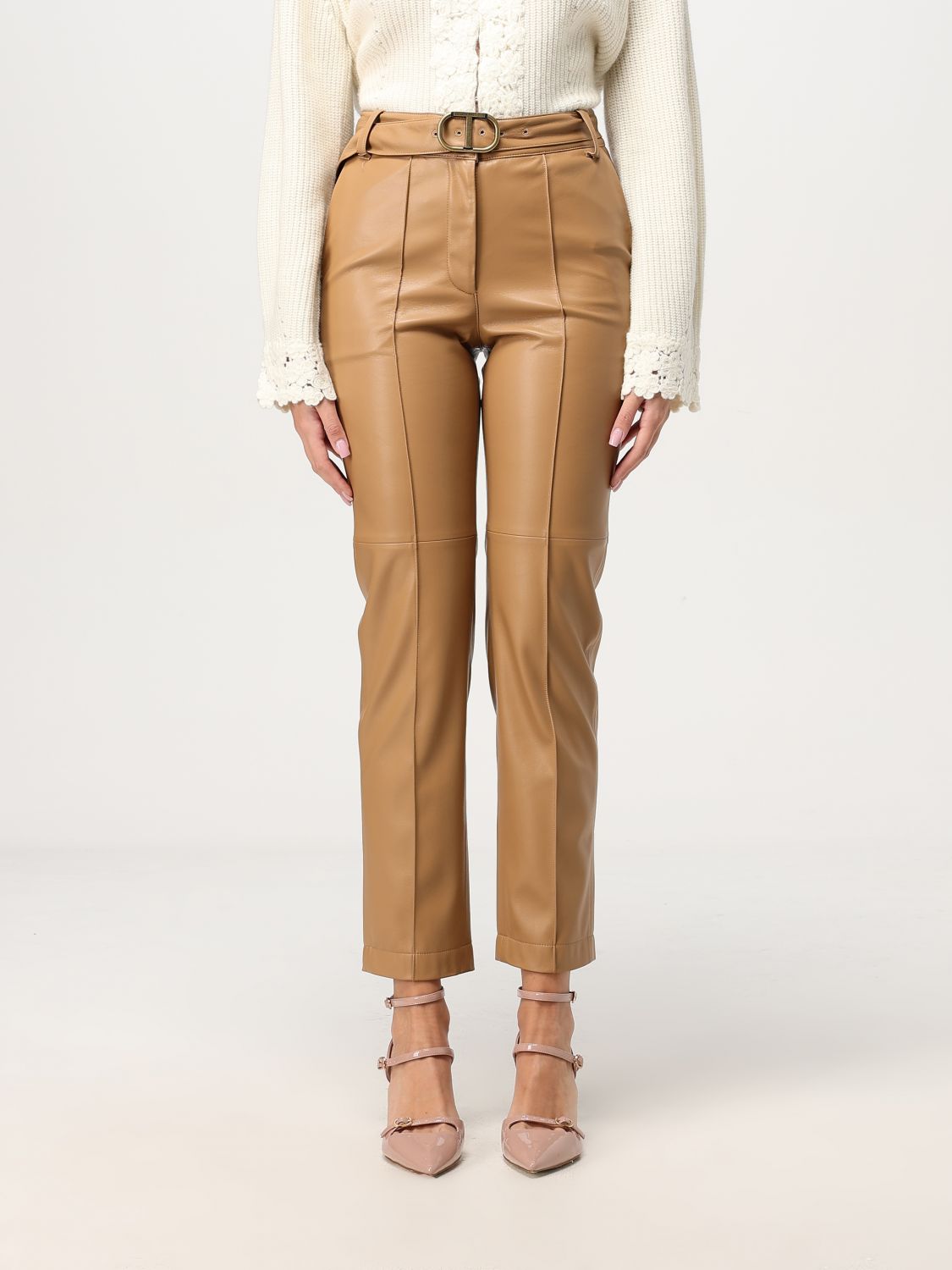 Shop Twinset Pants  Woman Color Camel