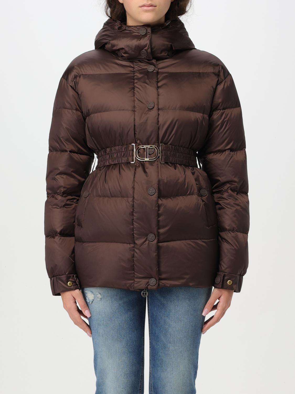 Shop Twinset Jacket  Woman Color Coffee In Kaffee Braun