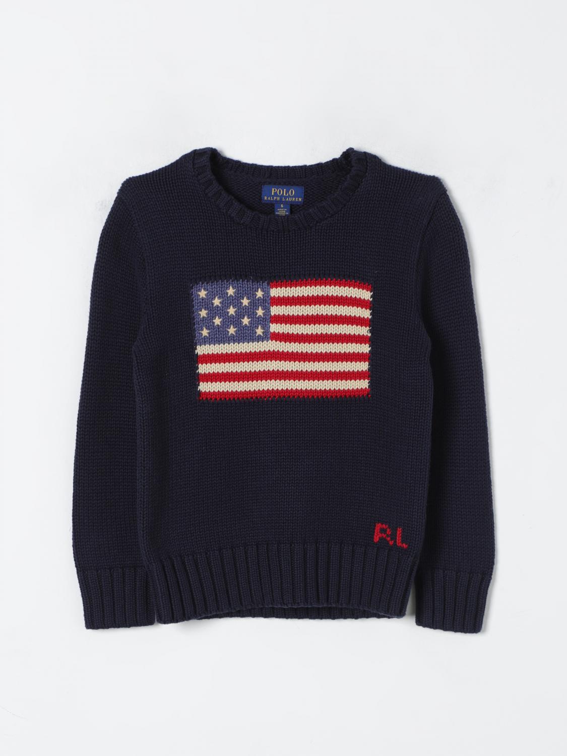 Polo Ralph Lauren Flag Cn Swtr Tops Sweater In Navy