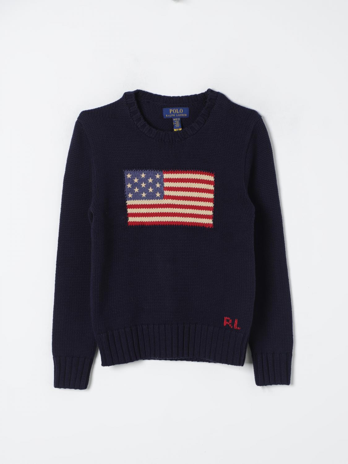 Polo Ralph Lauren Flag Cn Swtr Tops Sweater In Navy