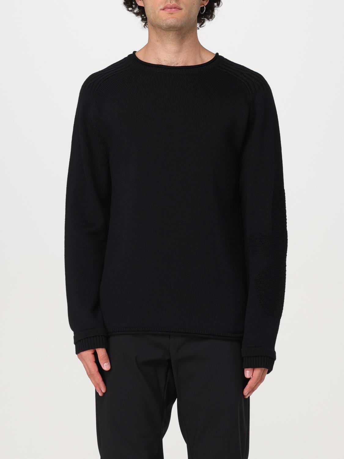 Premiata Crewneck Sweater With Long Sleeves And Textured Panels In Navy